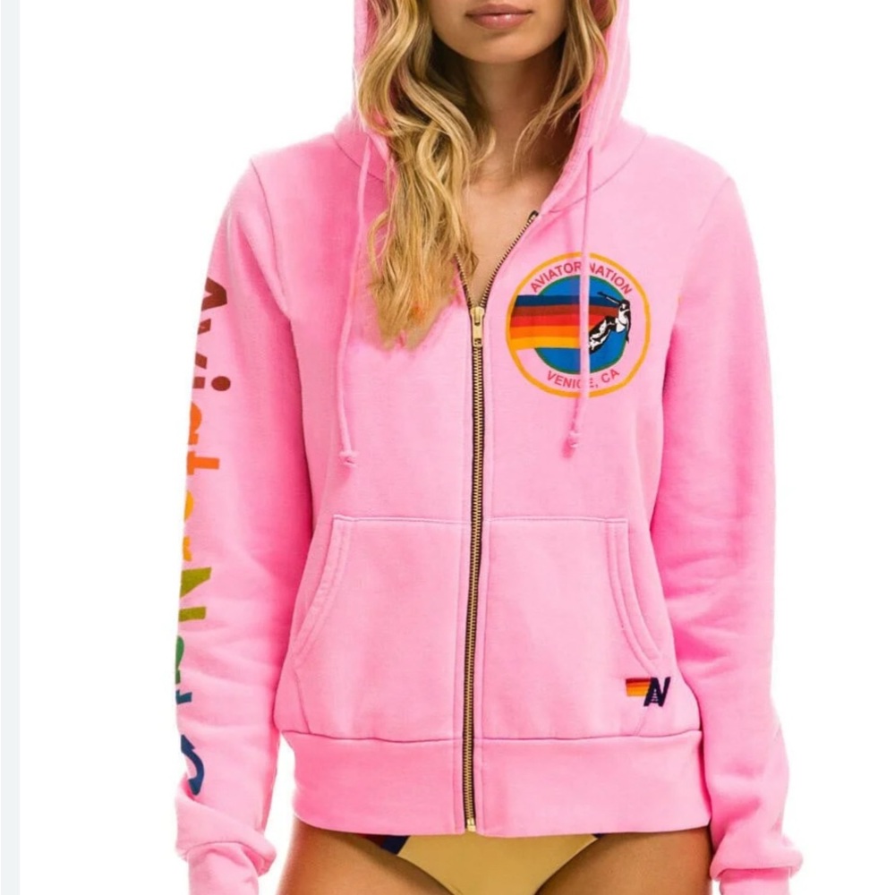 AVIATOR NATION HOODIE - NEON PINK XS